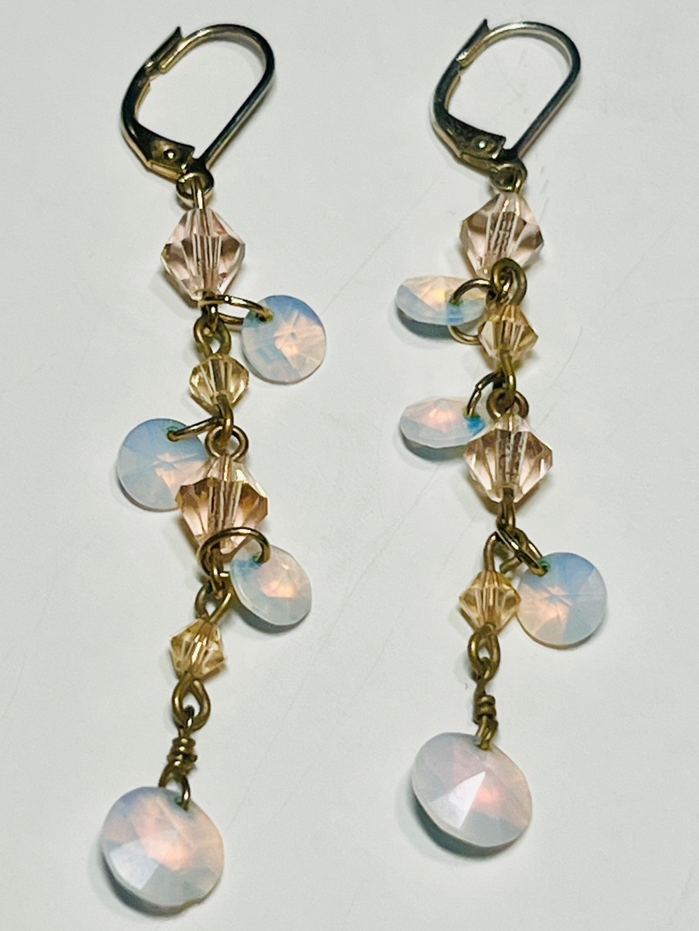 Gold and Opal Dangle Earrings